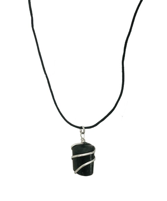 Black Tourmaline Tumbled Stone Healing Crystal Necklace Pendant for Women Men Removal of Negative Energies