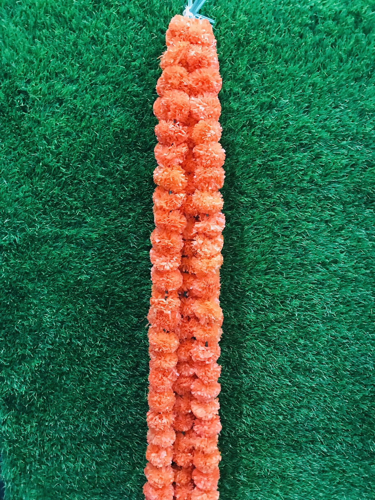 Artificial Marigold Flower Garland For Home Decor Wedding Decor 5 String Garland For Diwali Decoration Dark Orange
