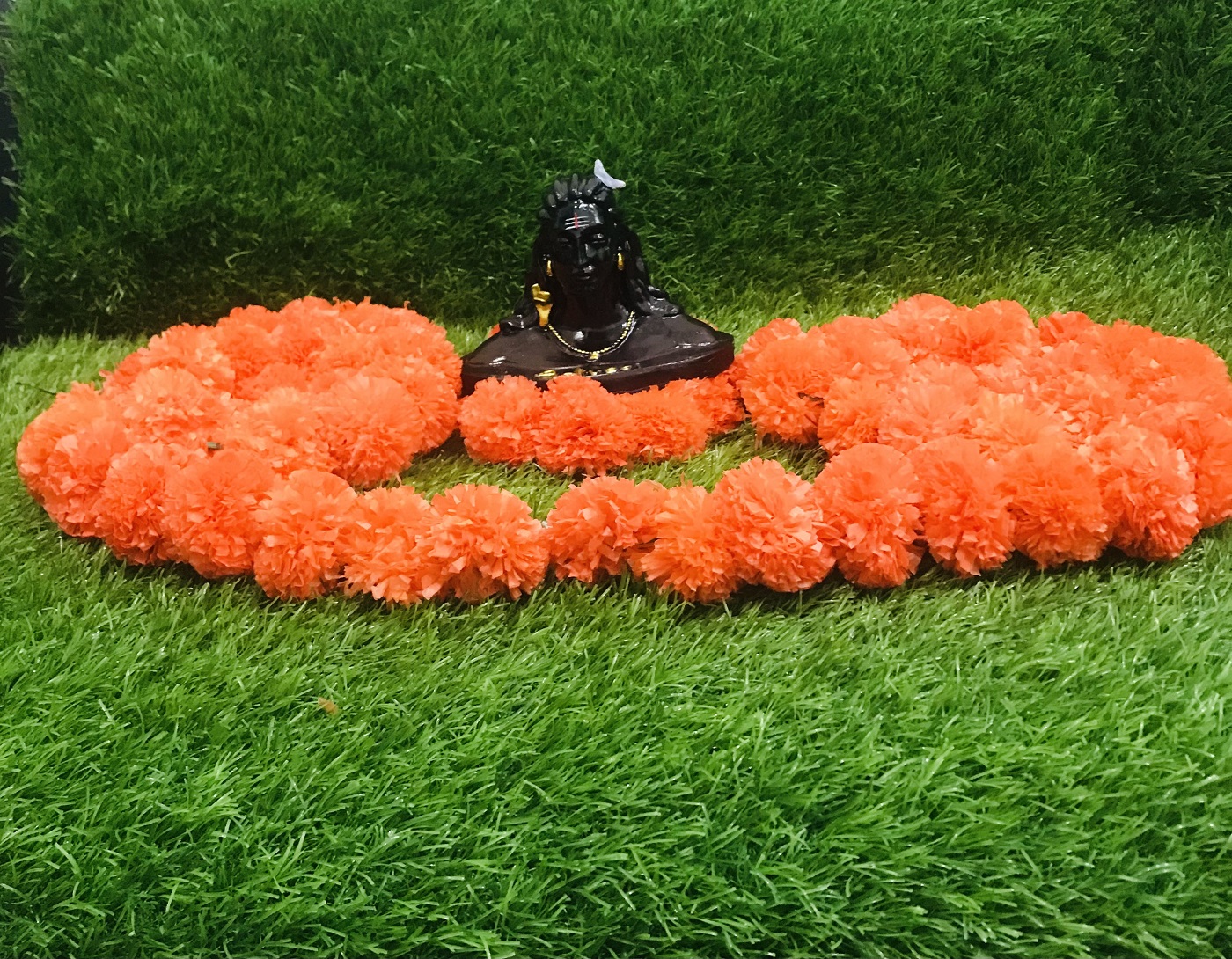 Artificial Marigold Flower Garland For Home Decor Wedding Decor 5 String Garland For Diwali Decoration Dark Orange
