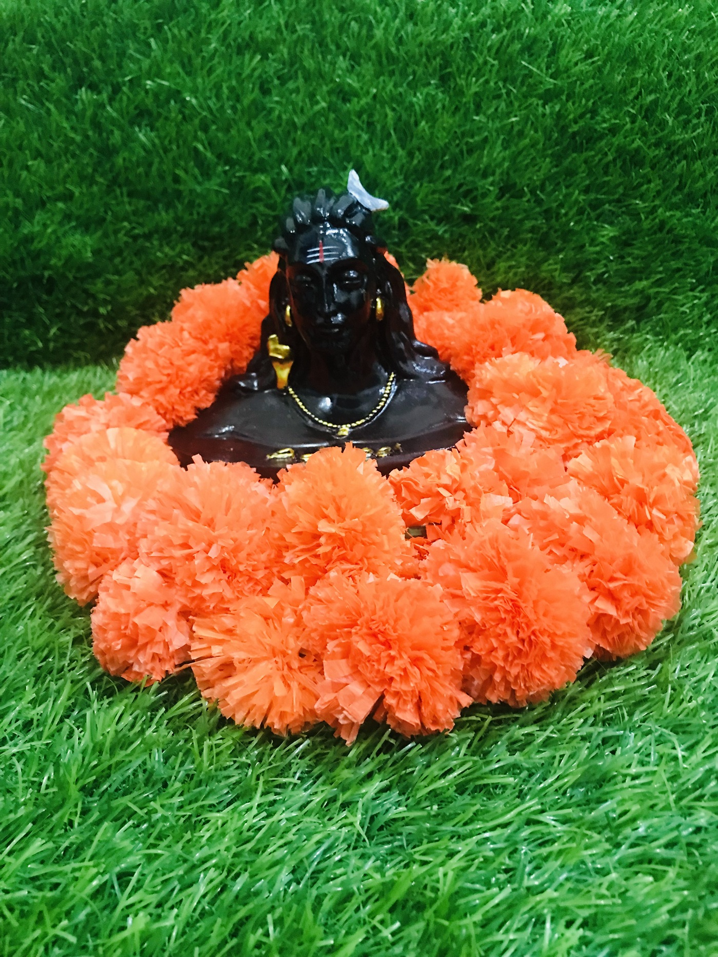 Artificial Marigold Flower Garland For Home Decor Wedding Decor 5 String Garland For Diwali Decoration Dark Orange