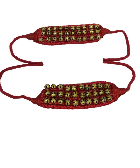 Ghungroo dancing ghunghroo bells ankle bells Red soft pad Three line ghungroo (30 + 30)