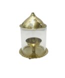 Akhand Diya Brass Glass Jyot Diya Aarti Deepam Navaratri Diya Pooja Size- 5 inch