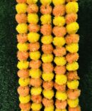 Artificial Marigold Flower Marigold Home Decoration 5 String Decorations Garlands Genda phool mala 5 Feet Long, for Wedding Decoration Orange and Yellow