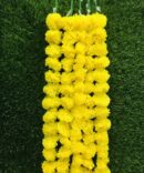 Artificial Marigold Flower Garland For Home Decor Wedding Decor 5 String Garland For Diwali Decoration Yellow