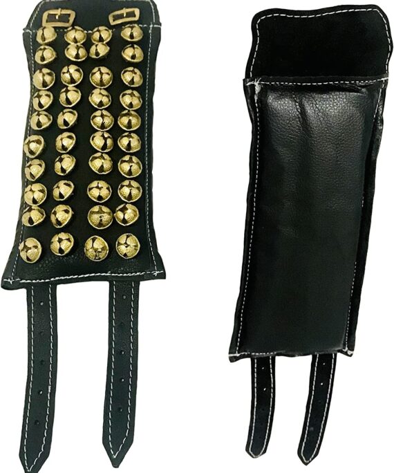 Dancing Ghungroo Kathak bells anklet Black leather pad pair Four Line Ghungroo classical Indian dancers (40+40 )