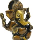 Red Appu Antique Ganesha Brass Statue For Home temple and Idol Diwali Puja Ganpati Ji , Size- Height- 4.5 inch