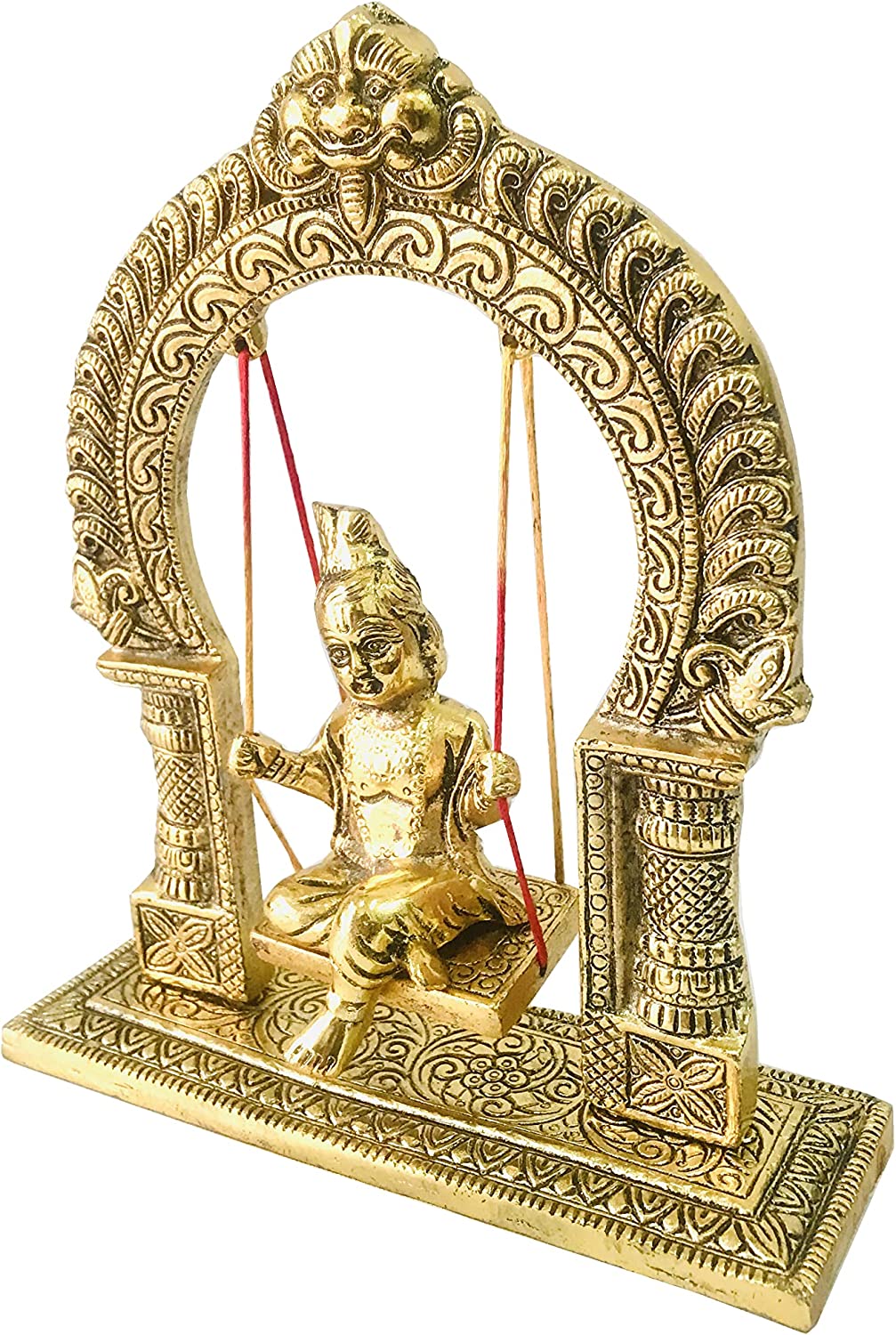 Krishna statue Ladoo Gopal Swing Krishna Sitting jhula Laddu Gopal Jhula Jhoola Janmashtami jhula Murti Sculpture Puja Wediing Gift Item Height -9 inch