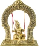 Krishna statue Ladoo Gopal Swing Krishna Sitting jhula Laddu Gopal Jhula Jhoola Janmashtami jhula Murti Sculpture Puja  Wediing Gift Item Height -9 inch