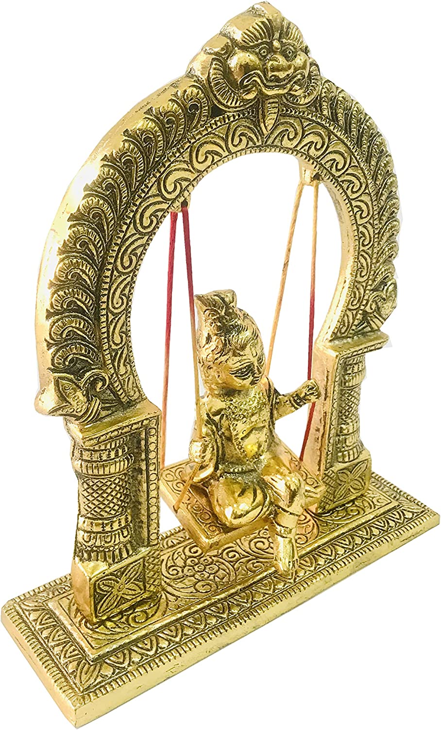 Krishna statue Ladoo Gopal Swing Krishna Sitting jhula Laddu Gopal Jhula Jhoola Janmashtami jhula Murti Sculpture Puja Wediing Gift Item Height -9 inch
