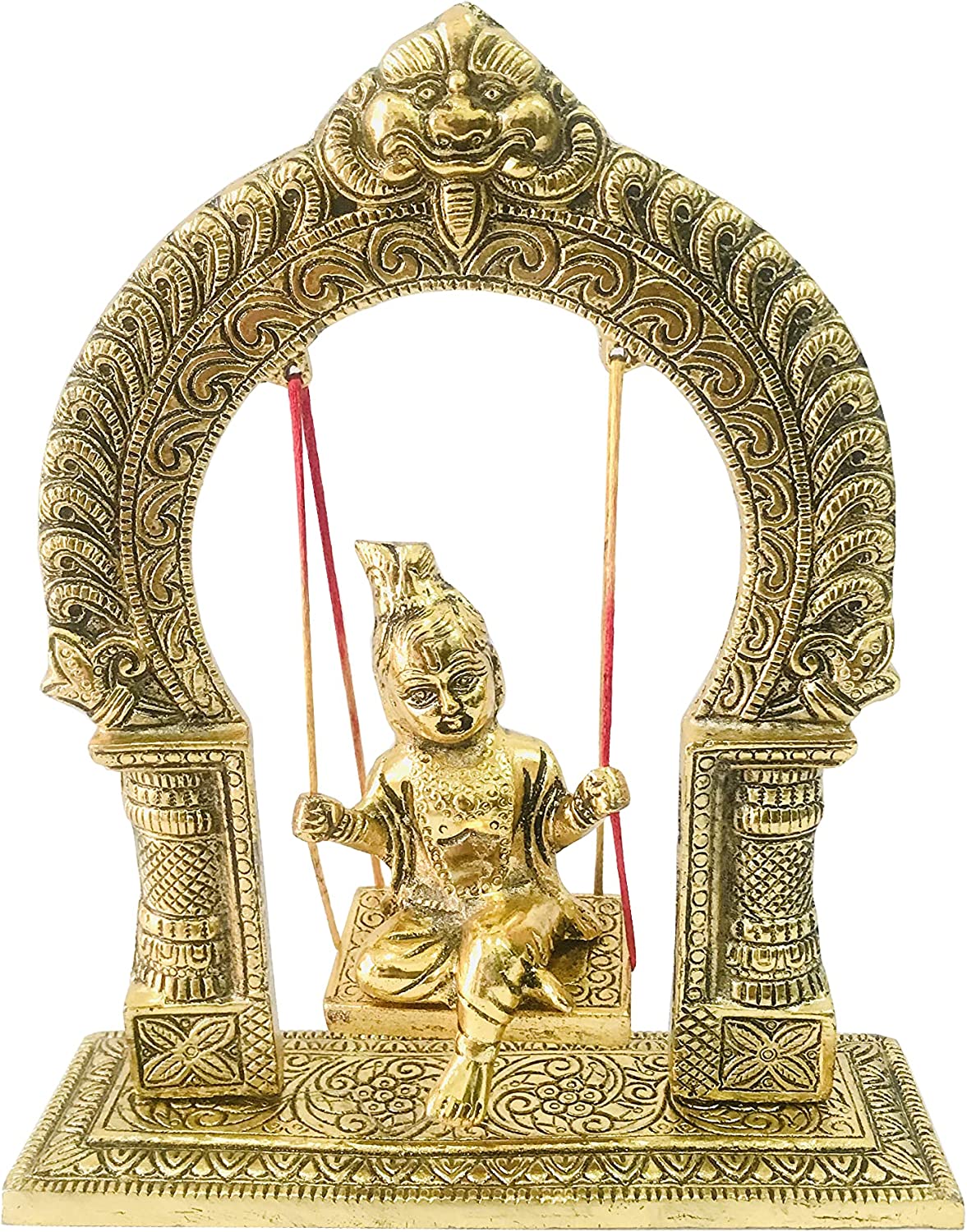 Krishna statue Ladoo Gopal Swing Krishna Sitting jhula Laddu Gopal Jhula Jhoola Janmashtami jhula Murti Sculpture Puja Wediing Gift Item Height -9 inch